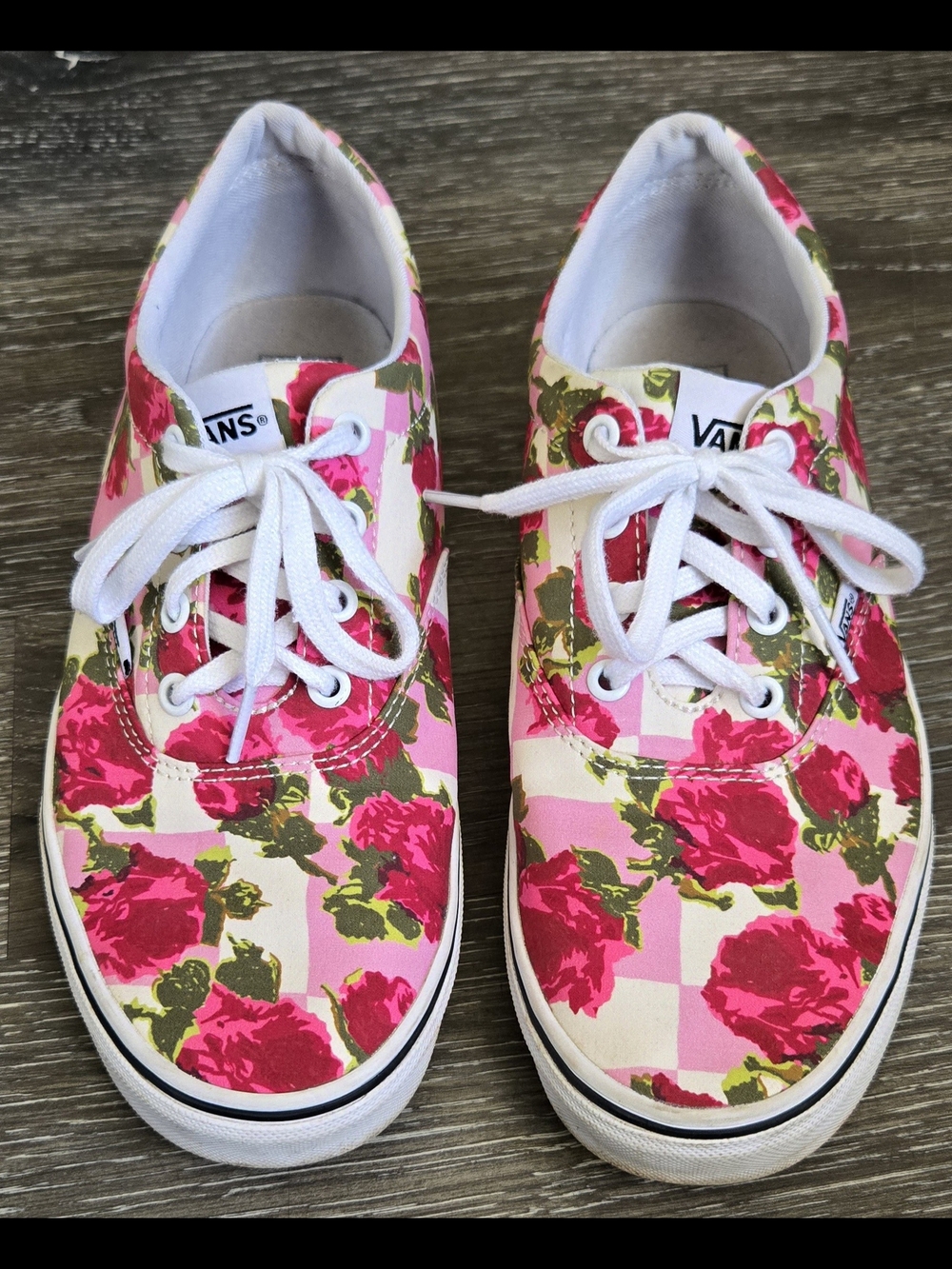 Vans Women's Pink Floral Canvas Low-Top Sneakers